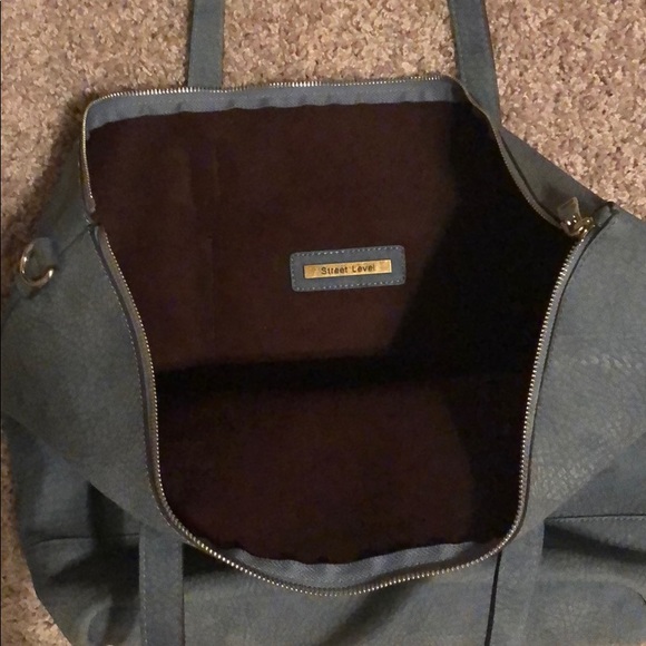 Blue Pleather Tote - Picture 2 of 4
